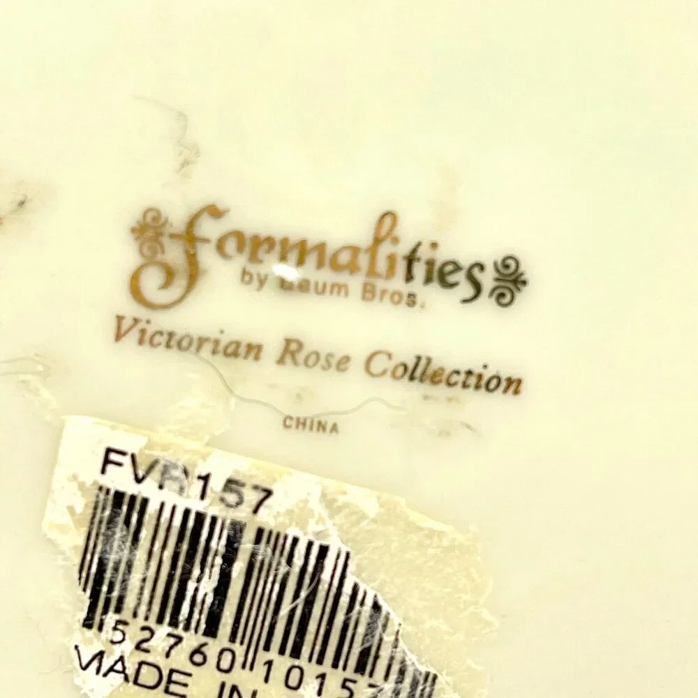 Vintage Formalities Baum Bros Victorian Rose Porcelain Vase Gold Trim 7.5